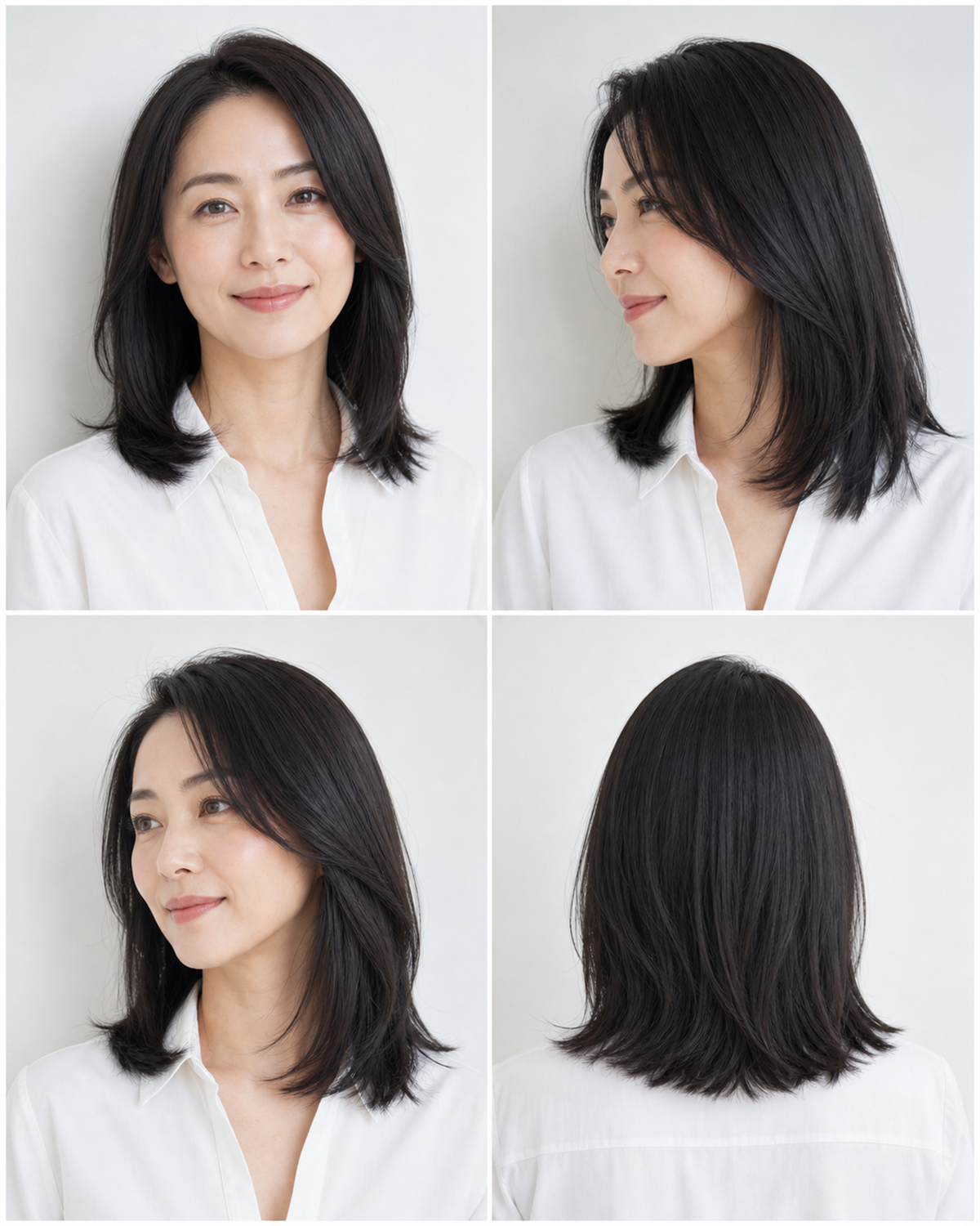 顔まわりレイヤーのロングスタイル